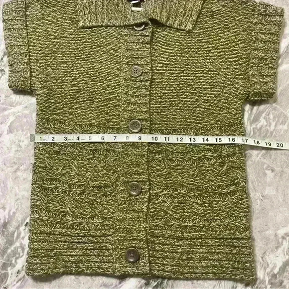 Croft Barrow Brown Knit Cardigan Marled Cable Short Sleeve Button Size Small - Picture 4 of 8